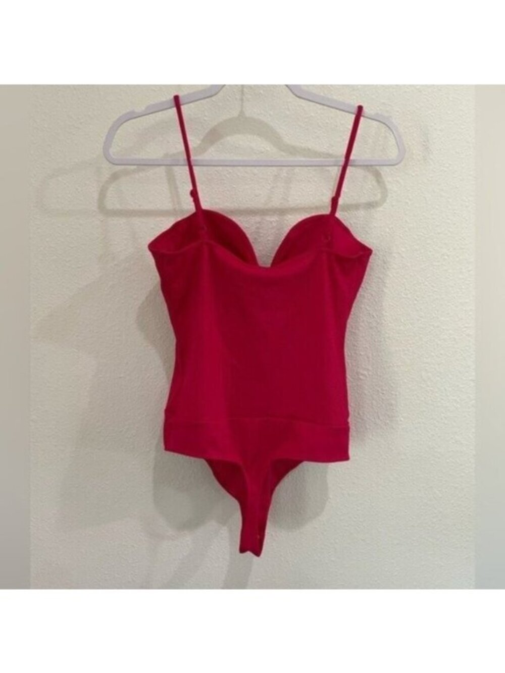New Express Ribbed V-Wire Red Bodysuit Elegant Compression Feminine Stretch - Picture 7 of 7